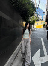 Metallic Track Wide Nylon Trousers