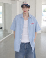 (UNISEX) Piece Stripe Over Shirt