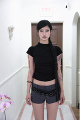 Half neck shirring T (3color)