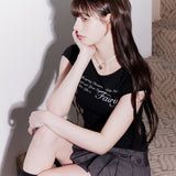 ウィスパー レタリング Tシャツ (BLACK)