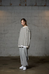 JERRY STRIPE OVERFIT LONG SLEEVE T-SHIRT / IVORY