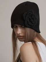 【limited price】PEARL CORSAGE BEANIE BLACK 