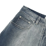 CHERRY COLOR SANDING WIDE-FIT DENIM PANTS [BLUE]