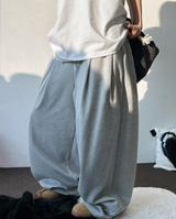10000SOLD❤ FRONT TWO PINTUCK BALLOON WIDE  OVER PANTS 🩶🖤2COLOR 🩶S-XL