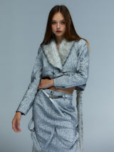 Emoha Silver Cat Tail Burst Leather Jacket