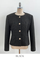 Shurea No Collar Pearl Tweed Jacket