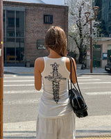 Sord lettering ribbed long sleeveless