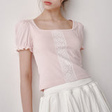 Lace Puff T-shirt (Pink)