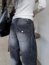 Dual Switch Gradient Flap Pocket ツーウェイスナップワイドパンツ (3 Colors)