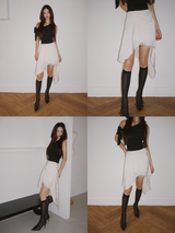 silk unbalanced wrap midi skirt