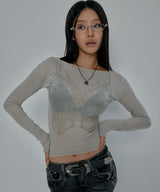 CORSET SHEER LONG SLEEVE_BEIGE