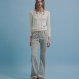 Lace Up Long T-shirt (White)