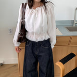 Peony Off-Shoulder Frill Summer Long Sleeve Blouse (3 colors)