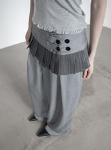 Curved Balloon Pleated Wrap Slacks