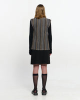 V neck knit Vest _ BROWN