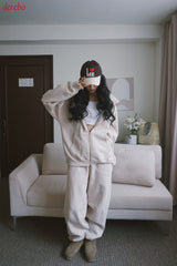 Napping Thick Soft Hooded Zip-Up Set