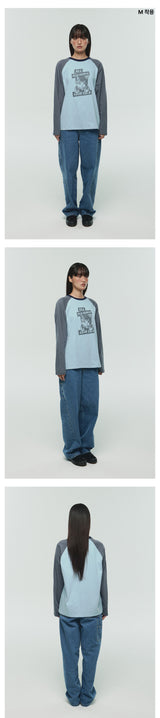 NICE PEOPLE LOVE CATS RAGLAN LONG SLEEVE - SKY BLUE