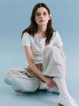 NUBASIC HENLEY NECK T-SHIRT WHITE