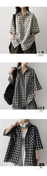 Fore oversized fit Pocket Checkered Short-sleeved Shirt Shirt