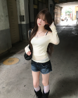 Deep blue denim shorts
