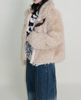 レイチェル 2ベルトディテールショート丈ファージャケット (Lining Quilted)