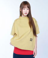 Semi-crop half neck symbol tee - MUSTARD