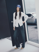 Tapered Round Denim Pants Grey