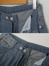 Summer Pintuck Washed Wide Denim Pants