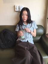 String Flare Check Shirt (3color)