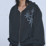 Untitled Starrynight Small Stripe Hood Zip Up BLack Chacoal
