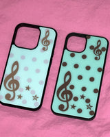 [made] Dot treble clef light mint phone case(glass bumper)