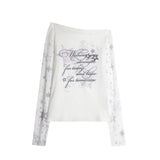 Starry Script オフショルダーTシャツ 232790405