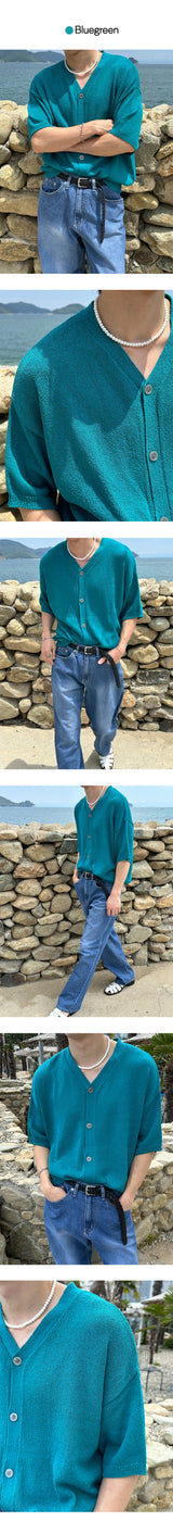[S/S] Solid boucle v neck half cardigan (5color)