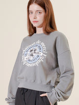 Women's Lees Pigment スモーキークロップドスウェットシャツ ライトグレー (FCF1TS207W)