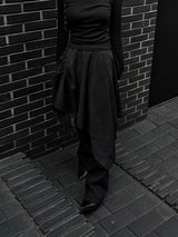 suede shirring draped skirt