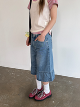 デニムフリルバミューダパンツ