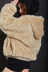 FUR ZIP-UP -BEIGE