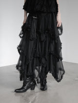 Cherian Chiffon Unbalance Tiered Skirt
