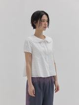 ベンテッドペターパンカラーブラウス (White)