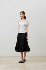 SHERRY UNBALANCE SHIRRLING TOP / WHITE