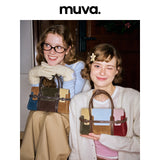 muva. Color‑Block Mini Square Handbag, Genuine‑Leather Niche‑Fashion Cross‑body Purse for Daily Outing, New Arrival Nov 7
