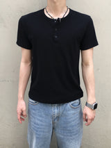 ノエアミュージックヘンリーネックショートスリーブTシャツ3C