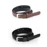 SILVER BUCKLE LEATHER BELT_2 COLOR