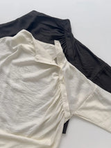 Verona High-Neck Shirred Blouse