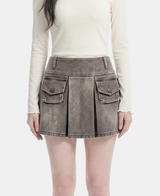 Miley Washed Cargo Pleats Skirt