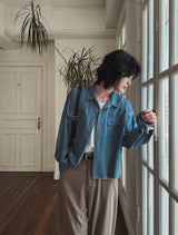 Leroy cutting denim shirt