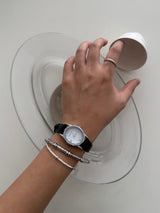 Oval leather watch