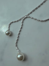 [925silver] Vカットドロップパールネックレス