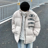 RELABEL Suede Print Thickened Warm Down Jacket With Stand Collar, Fashionable Brand Cotton Jacket, Pioneer Jacket For Men and Women