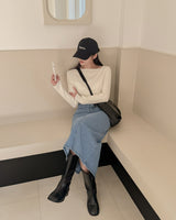 Randell denim long skirt